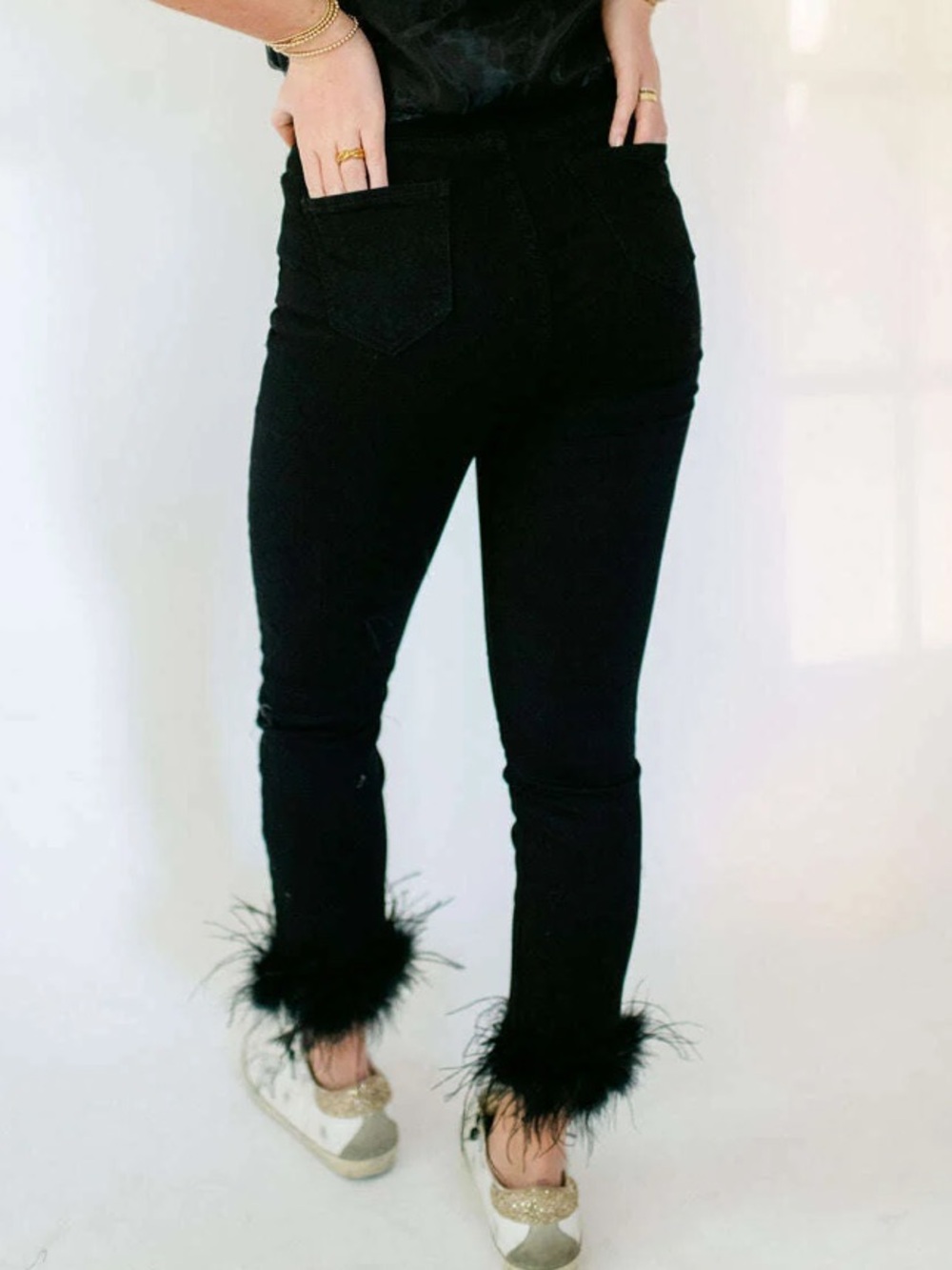 Buddy Love Black Jeans with Feathers